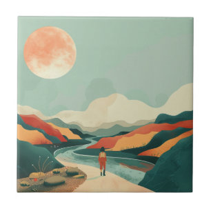 Boho Abstract Landscape (14) Tile