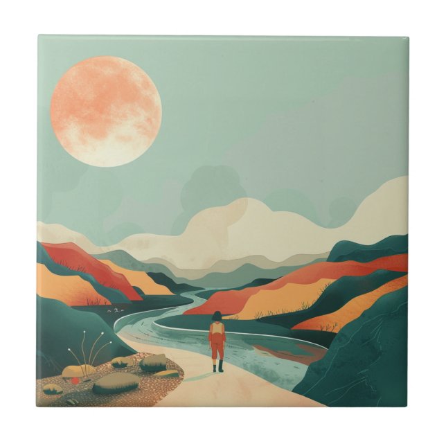 Boho Abstract Landscape (14) Tile (Front)