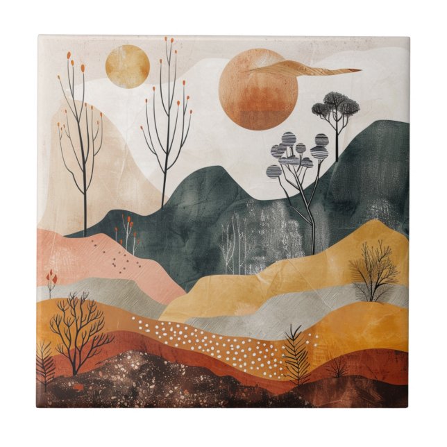 Boho Abstract Landscape (15) Tile (Front)