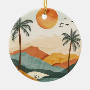 Boho Abstract Landscape (16) Ceramic Tree Decoration