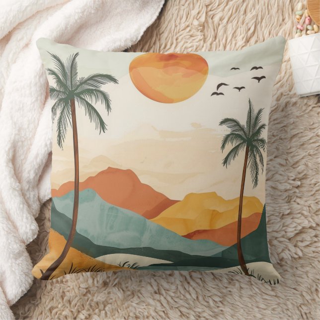 Boho Abstract Landscape (16) Cushion (Blanket)
