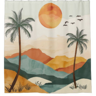 Boho Abstract Landscape (16) Shower Curtain