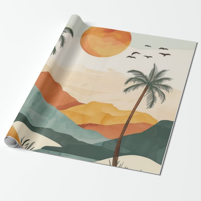 Boho Abstract Landscape (16) Wrapping Paper (Unrolled)