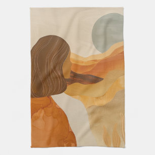 Boho Abstract Landscape (17) Tea Towel