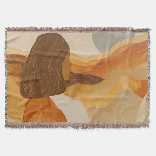 Boho Abstract Landscape (17) Throw Blanket