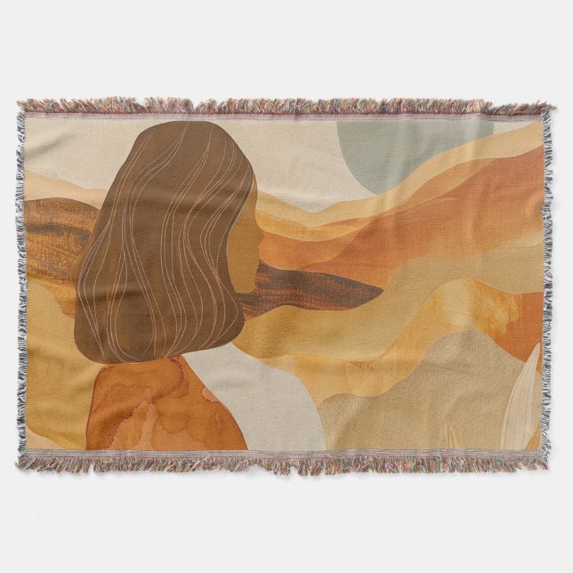 Boho Abstract Landscape (17) Throw Blanket (Front)