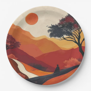 Boho Abstract Landscape (19) Paper Plate