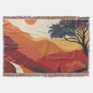 Boho Abstract Landscape (19) Throw Blanket