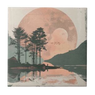 Boho Abstract Landscape (1) Tile