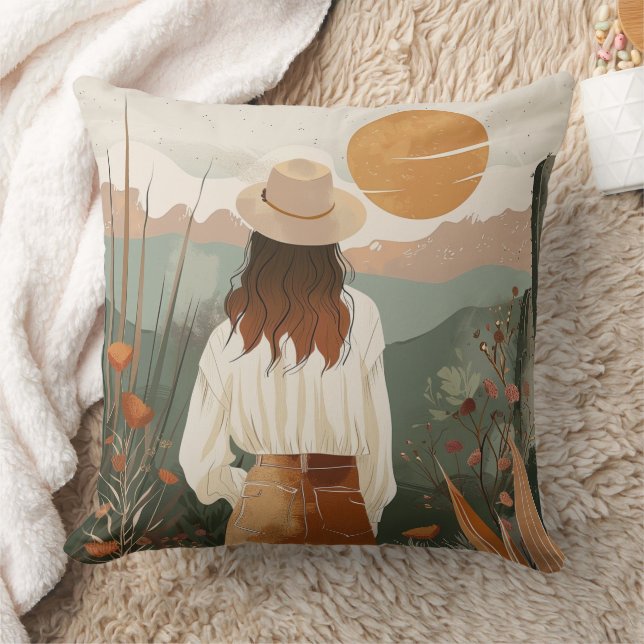 Boho Abstract Landscape (20) Cushion (Blanket)