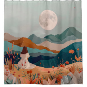 Boho Abstract Landscape (21) Shower Curtain