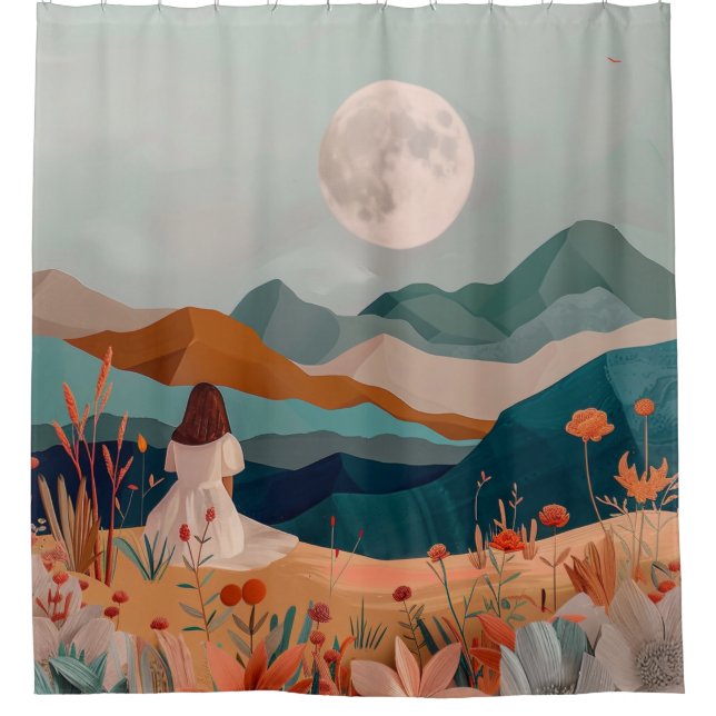 Boho Abstract Landscape (21) Shower Curtain (Front)
