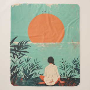 Boho Abstract Landscape (22) Sherpa Blanket