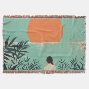 Boho Abstract Landscape (22) Throw Blanket