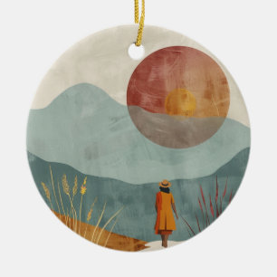 Boho Abstract Landscape (23) Ceramic Tree Decoration