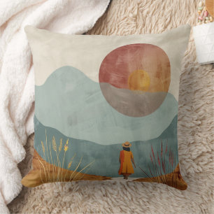 Boho Abstract Landscape (23) Cushion