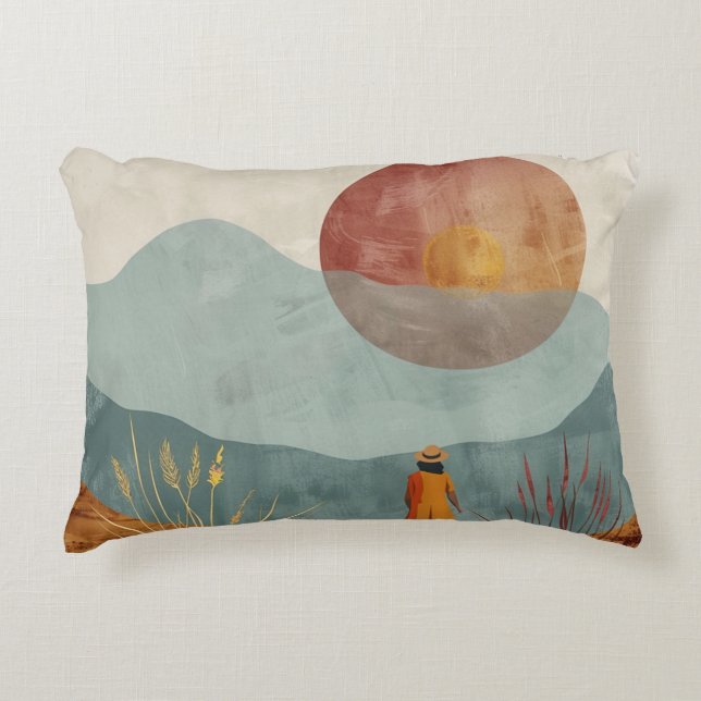 Boho Abstract Landscape (23) Decorative Cushion (Front)