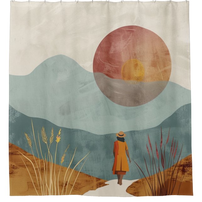 Boho Abstract Landscape (23) Shower Curtain (Front)