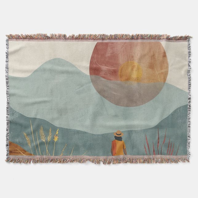 Boho Abstract Landscape (23) Throw Blanket (Front)