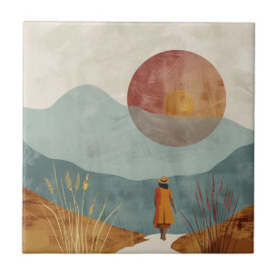 Boho Abstract Landscape (23) Tile