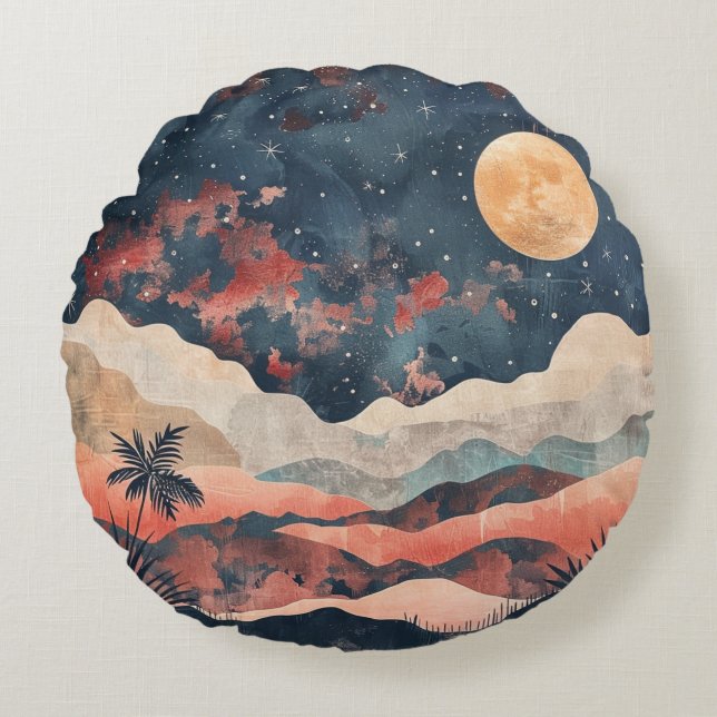 Boho Abstract Landscape (24) Round Cushion (Front)