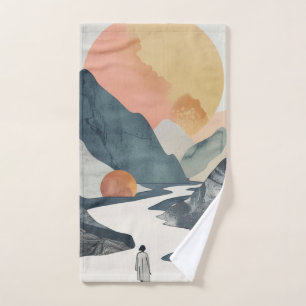 Boho Abstract Landscape (2) Bath Towel Set