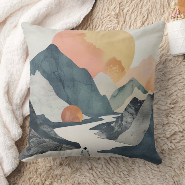 Boho Abstract Landscape (2) Cushion (Blanket)