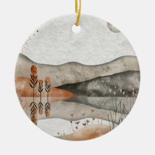 Boho Abstract Landscape (3) Ceramic Tree Decoration