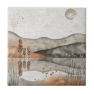 Boho Abstract Landscape (3) Tile