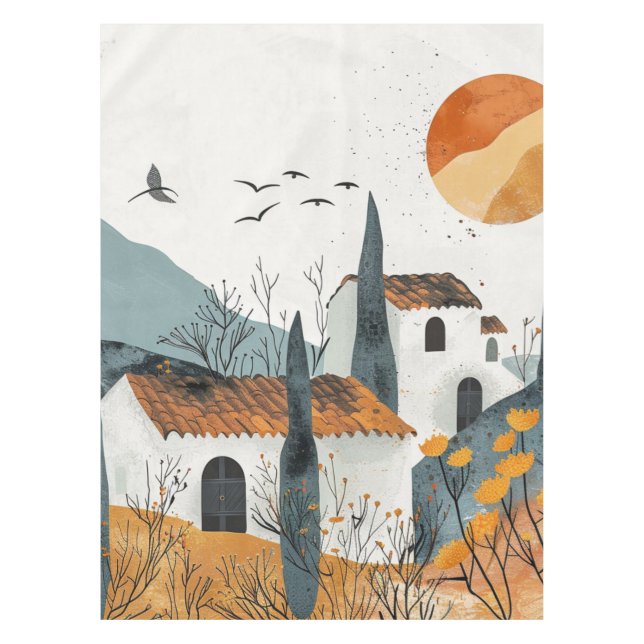 Boho Abstract Landscape (4) Tablecloth (Front)