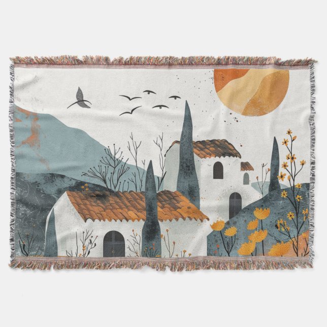 Boho Abstract Landscape (4) Throw Blanket (Front)