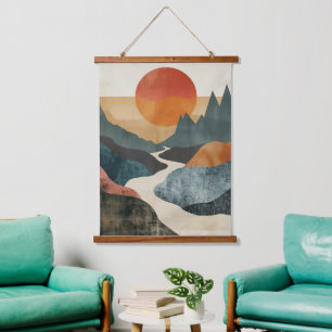Boho Abstract Landscape (5) Hanging Tapestry