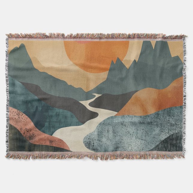 Boho Abstract Landscape (5) Throw Blanket (Front)
