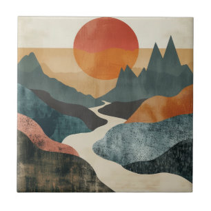 Boho Abstract Landscape (5) Tile