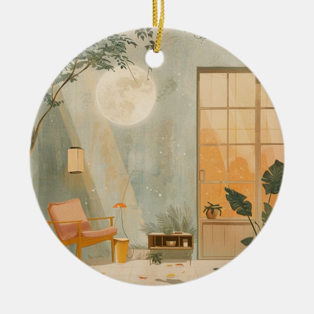 Boho Abstract Landscape (6) Ceramic Tree Decoration (Front)