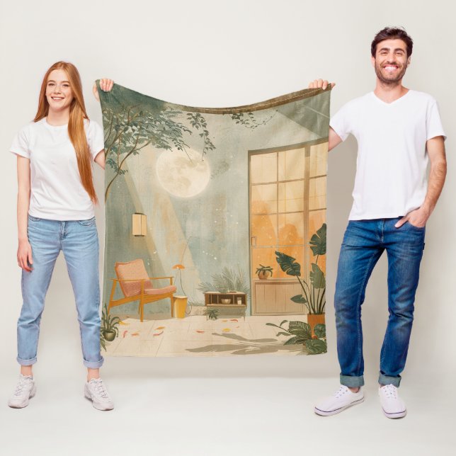 Boho Abstract Landscape (6) Fleece Blanket (In Situ)