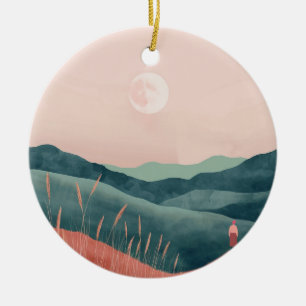 Boho Abstract Landscape (7) Ceramic Tree Decoration