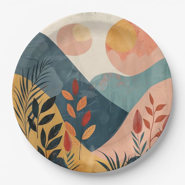 Boho Abstract Landscape (8) Paper Plate (Front)