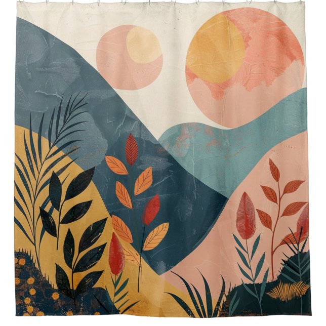 Boho Abstract Landscape (8) Shower Curtain (Front)