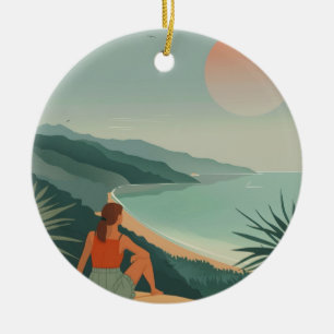 Boho Abstract Landscape (9) Ceramic Tree Decoration