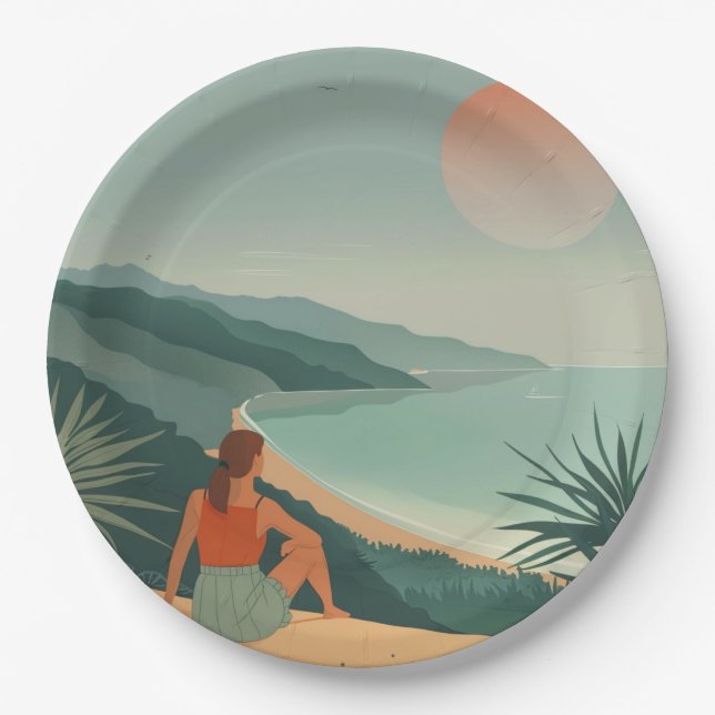 Boho Abstract Landscape (9) Paper Plate (Front)