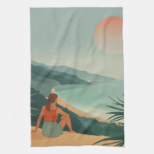 Boho Abstract Landscape (9) Tea Towel