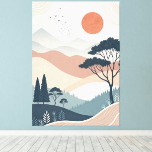 boho abstract landscape canvas print