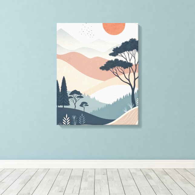  boho abstract landscape  canvas print (Insitu(Wood Floor))