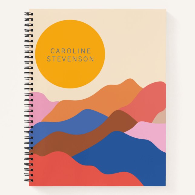 Boho Abstract Landscape Mountains Personalised  Notebook (Front)