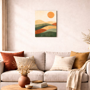 Boho Abstract Landscape Wall Art Earth Tone Desert