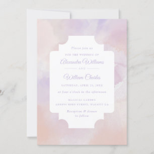 Boho Abstract Lavender Purple Watercolor Wedding Invitation