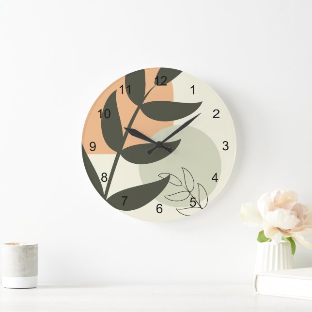 Boho Abstract Leaf Wall Clock (Home)