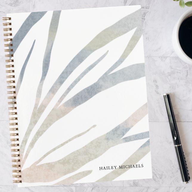 Boho Abstract Leaves with Personalised Name Notebook (Creator Uploaded)