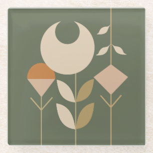 Boho Abstract Lily Glass Coaster